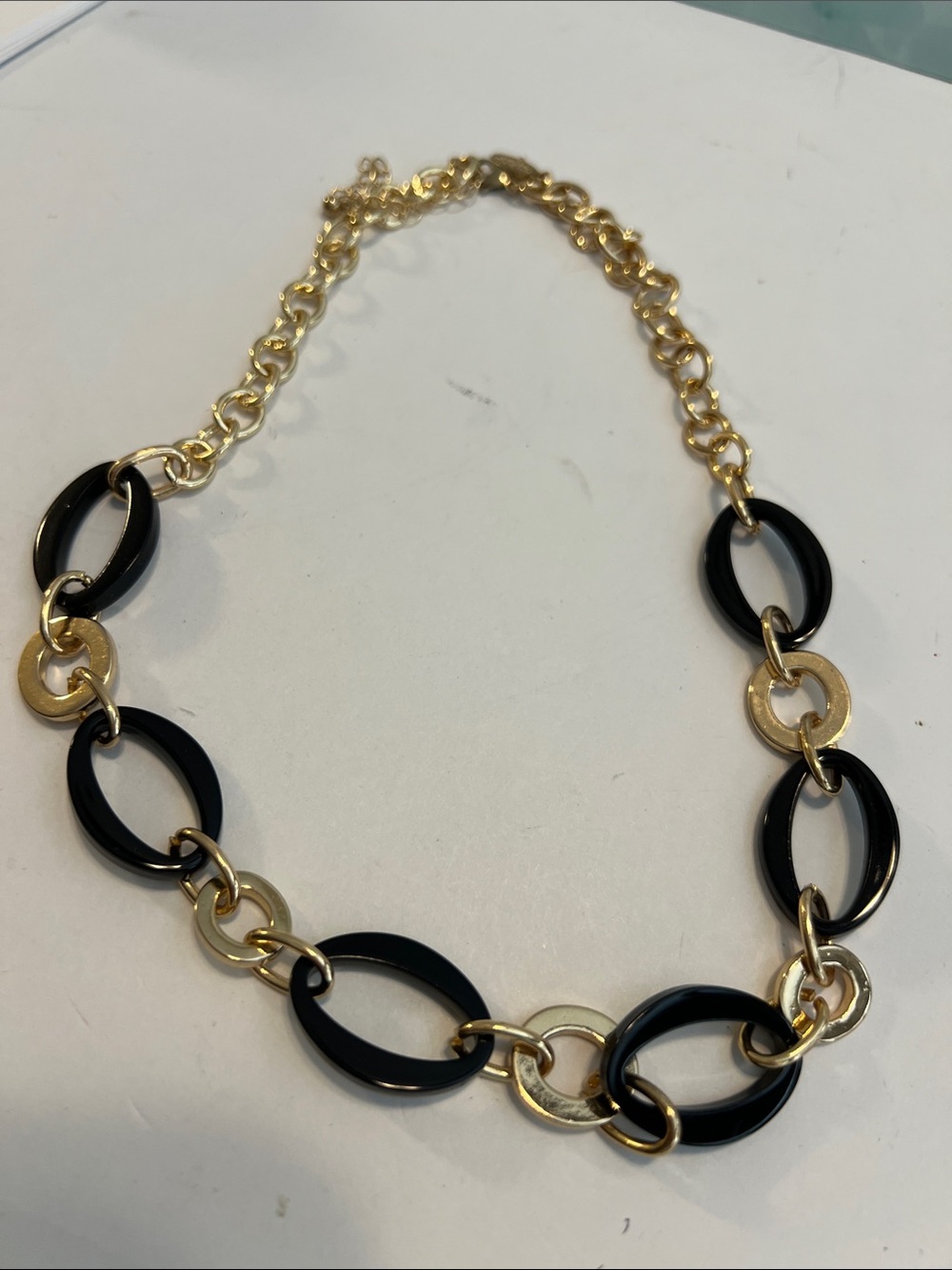 Gold and Black Link Necklace - Women Jewelry Ann Taylor